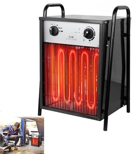 YRHome Heizlüfter Elektroheizer Heizgerät Elektroheizer 3 Heizstufen Elektroheizung Heizgebläse Heizluefter Überlastschutz Thermostat für Innenund Außeneinsatz 400V Netzspannung -9KW