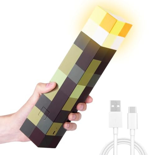 Zinueen Craft Fackel Lampe, 3D Lampe 28cm, USB Wiederaufladbar, Dekoration für Spielzimmer & Kinderzimmer, Hand/Wandmontage, Nacht & Spielzeug, Geschenkidee, LED-Licht