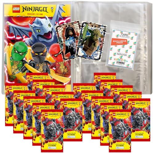 Bundle mit Lego Ninjago Serie 10 BLUTMOND (2025) Trading Cards - 1 Leere Sammelmappe + 20 Booster + Exklusive Collect-it Hüllen