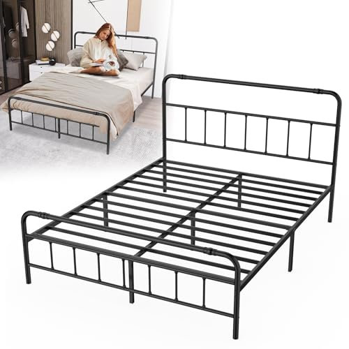UISEBRT Bettrahmen 160 x 200 cm Metallbett Bettgestell Plattformbett aus Metall Doppelbett mit Stauraum unter dem Bett - Maximale Tragfähigkeit 227KG