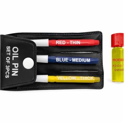 Harts Watch Clock Oiling Kit, 3 Oiler pins fine Medium and Thick tip and a Moebius 8000 Swiss Watch Oil 1ml Repair Service Tool