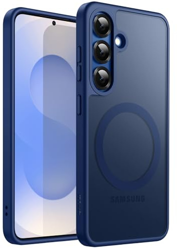 JETech Magnetische Hülle für Samsung Galaxy S25 Plus, Navy | Kompatibel mit MagSafe, Matte Transluzent Rückseite, Stoßschutz