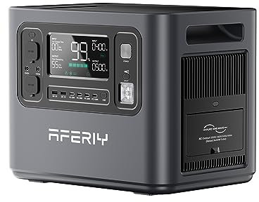 AFERIY Generateur Electrique Portable 2400W, 2048Wh Batterie Nomade LiFePO4 de Secours, Charge Rapide en 1,5H, Prise UE 220-240V, UPS, Générateur Solaire pour Camping/Maison/Bureau, Garantie 7 Ans