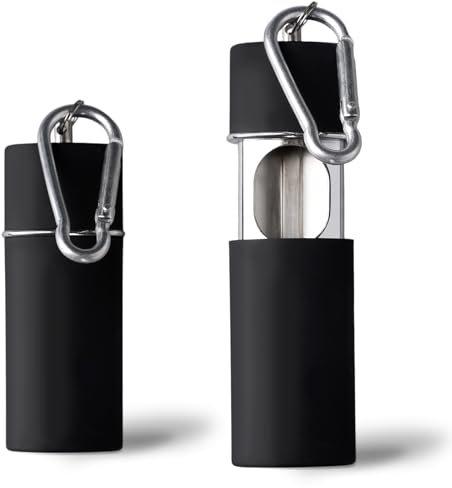 Cendrier de poche anti-odeurs avec couvercle - Cendrier de voyage portable 3,2 x 8,5 cm - Cendrier à emporter - Pour voiture, voyage, camping - Noir