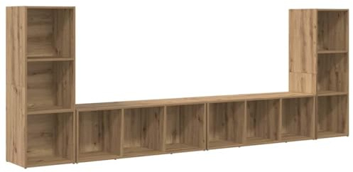 vidaXL TV Cabinet Set Wall-mounted 4 pcs Artisan Oak 37 x 35 x 107 cm, Stylish Living Room Storage, Wall-Mounted Tv Cabinet Set, Modular Home Media Units, Adjustable Shelf, Space-Saving Furniture