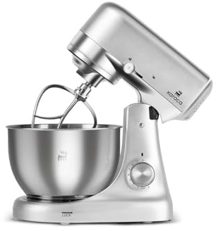 Karaca Ironmax Cast Stand Mixer for Baking, 5L Stainless Steel Bowl, 1000W Electric Food Mixer, 8 Speeds with Pulse, Dough Hook, Whisk & Flat Beater, Grey