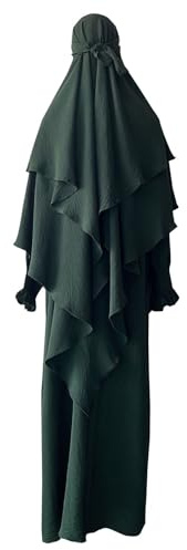 Freizeitkleider für Frauen, Gebetskleid, muslimisches Ramadan-Kleidungsstück, Abaya, Islam, Jilbeb, 2-teiliges Set, mehrlagiger Khimar-Schal, Hijab und langes Kleid, Maxikleider für Damen