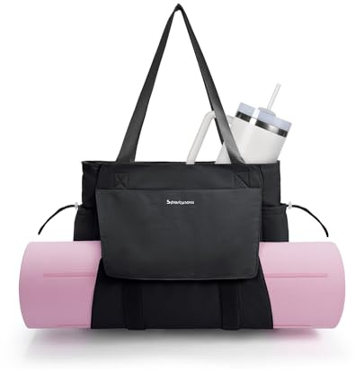 sportsnew Yoga Bag for Women Large Gym Tote Bag with Mat Holder | Lightweight,Water-resistant,Built-In Bottle Pocket Fit 1200ml 40oz Stanley Tumbler,Ideal for work,yoga,gym and daily walking