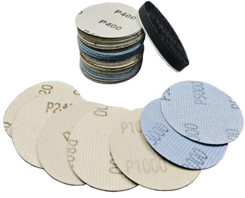 3 Inch 120～5000 Grit Wet Dry Sandpaper, Sanding Disc and Sponge Buffer Interface Pad, 56pcs Hook and Loop Premium Silicon Carbide Sand Paper for Metal, Resin, Auto (Mixed)