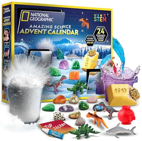 NATIONAL GEOGRAPHIC 2026 Wissenschafts- & Gesteins-Adventskalender – 24 Tage voller Experimente, Edelsteine & mehr, MINT-Projekte für Kinder von 8–12 Jahren (Englische Anleitung)