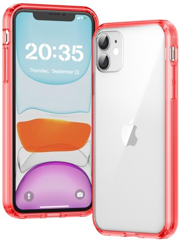 Voyahülle Clear Case for iPhone 11, Ultra Thin, Shockproof TPU Cover, Anti-Yellowing, Crystal Clear, Phone Case for Apple iPhone 11 - Red
