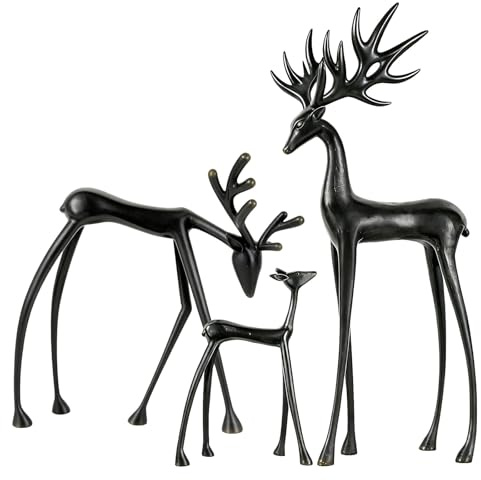 Generisch Schwarze Rentier Weihnachtsdeko, Weihnachts Rentier Figure, Modern Weihnachten Deko Innen Fensterbank Elch Hirsch Deko Figuren (3P)