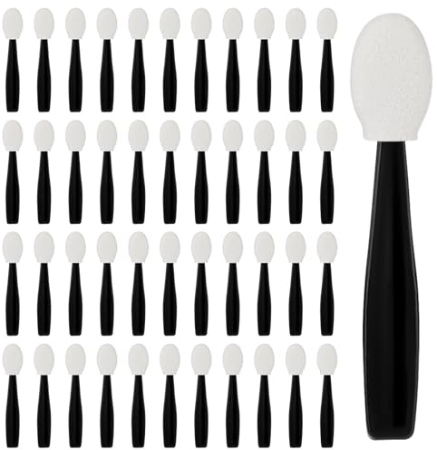 50 Pcs Eyeshadow Applicators, Double-Side Disposable Sponge Tip Cosmetic Brushes Mini Eye Shadow Applicator Sticks, 1.9 Inch Reusable Short Handle Portable Travel Makeup Tools for Eye Shadow, Cream