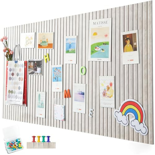 LLCS Tablón de anuncios de fieltro grande autoadhesivo de 80 x 40 cm – Tablón decorativo de fieltro con 35 chinchetas, 0,9 cm de grosor, moderno tablón de anuncios sin taladrar, ideal para oficinas