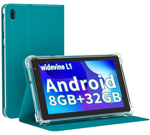 ATOZEE Tablette Android 7 avec étui, Android OS Tablet PC, 32 Go de ROM + 8 Go de RAM, processeur quadricœur Android Tableta PC double caméra, 5G WiFi 6, BT tablettes d'ordinateur, mini tablettes