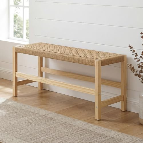 chairus Sitzbank Flur Eingangsbank Holz Vintage, Bettbank für Schlafzimmer Küchenbank Esszimmer, Holzbank für Wohnzimmer 32 x 90 x 42 cm, Naturholz