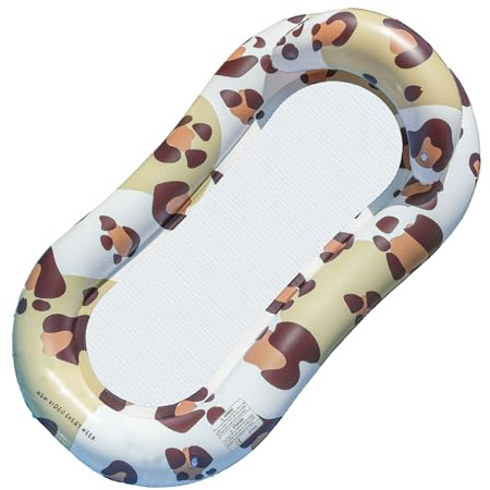 Poolliege Float | Rückenlehne, Netzboden, Leopardenmuster, schwimmender Boden, 141 x 72 cm | Aufblasbare Poolliege Float Recliner | Für Hinterhof-Strandparty, See, Pool, Fluss, Männer, Frauen, Freunde