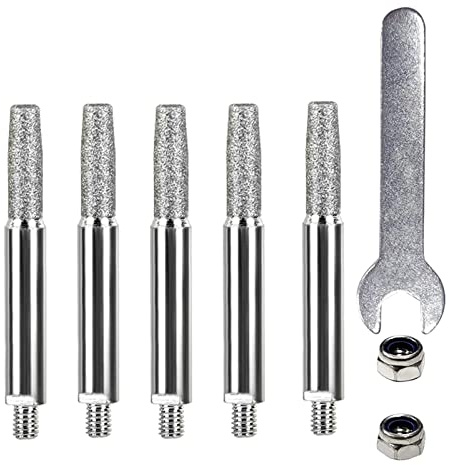 YANPINGJIA 5 Stück Kettensägen Schärfstein, Kettensägenschärfer, Diamant Schleifwerkzeug mit Schraubenschlüssel, Schleifköpfe, 4 mm / 4, 8 mm / 5, 5 mm, Kettensägenschärfer Werkzeug