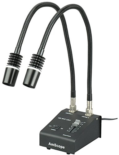 AmScope LED-6W Powerful 6 Watt LED Dual Gooseneck Lights Illuminator, Black, 1 Count (Pack of 1)