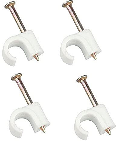 Merriway BH03749 (100 Pcs) Round Cable Clip, White 10 mm - Pack of 100 Pieces