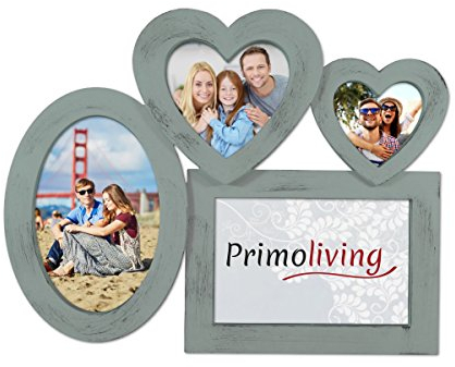 PrimoLiving Bildergalerie in 3D Optik für 4 Bilder P-548 Herz Bilderrahmen Fotorahmen Taupe Gebürstet