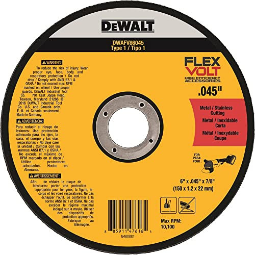 Dewalt DWAFV86045 Schneidrad aus Metall und Edelstahl, 15,2 x 114,3 x 2,2 cm