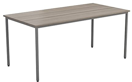 Office Hippo Office Table, Sturdy & Robust Computer Table, Stylish Work Table For Home Office, Ideal Desk Table For Any Work Space, Height Adjustable Feet, 5 Year Guarantee, Grey Oak, 180 x 80 x 73 cm