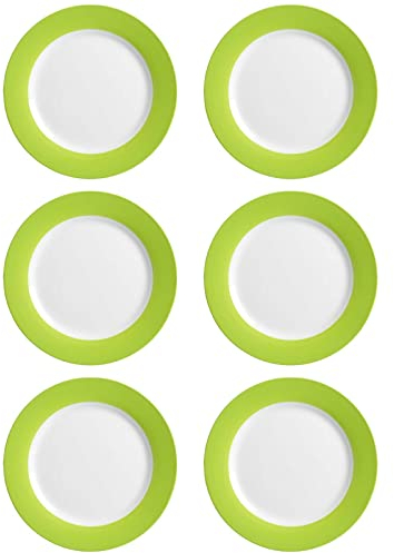 Ritzenhoff & Breker Doppio Speiseteller ø 27 cm, Grün, 6er Set, Teller flach mit farbigem Rand, Porzellan