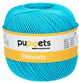 Puppets Eldorado Stärke 10 4574010-01442 blau Häkelgarn, 100 % Baumwolle