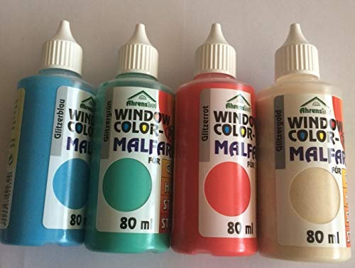 Hs24store Window Color 80ml Glitzerfarben 4er Set