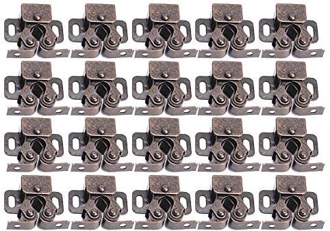 FGen 20pcs Cabinet Door Beads Small Magnetic Closet Kitchen Cabinet Door Card Type Small Bead Door Red Bronze