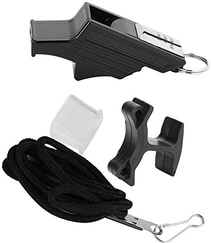 Tbest Schiedsrichterpfeife - Professionelle Schiedsrichter Pfeifen Trainerpfeife Signalpfeife ABS Sportpfeife Cam-Überlebenspfeifen mit Clip für Fußball Basketball Volleyball(Schwarz und Silber)
