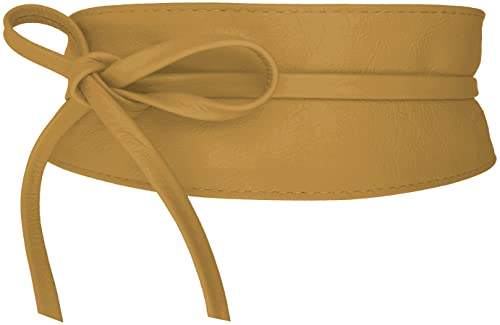 FISH IN THE SEA - Obi Gürtel - Senfgelb Mustard - Wickelgürtel - Taillengürtel - Bindegürtel - Echtleder - Damen