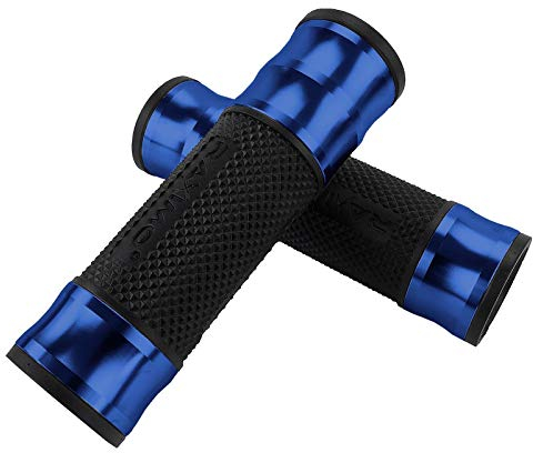 CNC Alu Lenkergriffe Set Raximo für 22mm Lenker blau
