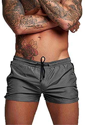Maillot de Bain pour Homme Trunks Boxer Shorts Pantalon Court de Sport Plage Loisir Cordon de Serrage Ajustable (EU L/Tag XL, A - Silver_Grey)
