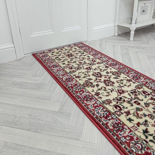runrug Soft & Luxurious Hallway Runner Rug - Comfortable Carpet for Hall, Kitchen & Corridor - Multiple Sizes - Stain-Resistant, Dirt-Resistant - 330cm x 80cm - 9mm Thick - Traditional, Cream