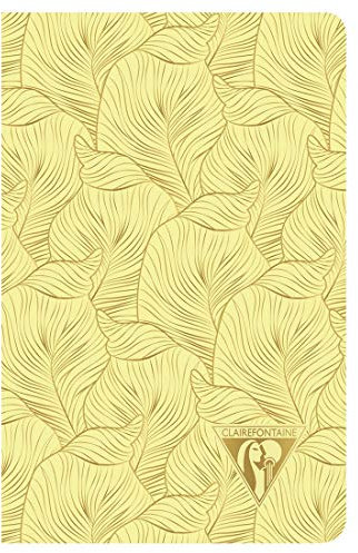 Clairefontaine 193596C Notizbuch Neo Deco Frühlings Sommer Kollektion, mit Fadenbindung, 9 x 14cm, 48 Blatt, liniert, 90g, elfenbeinfarbiges Papier, 1 Stück, Gelb Tropikal
