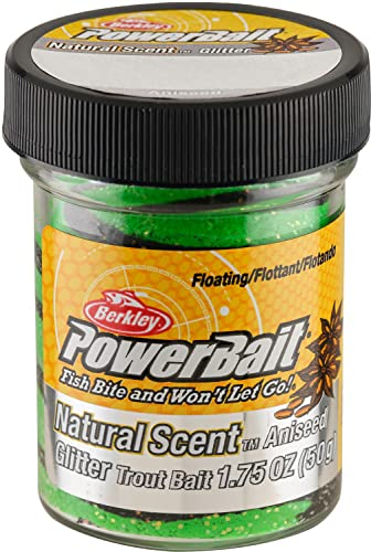 Berkley Unisex-Erwachsene PowerBait Trout Dough Bait Köderteig, Frühlingsgrün/Schwarz – Anisduft, 1.8 oz