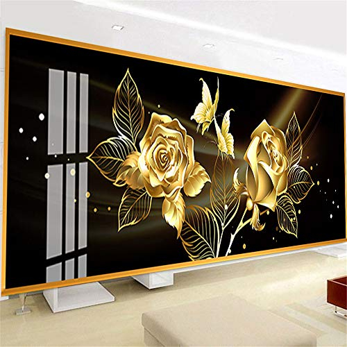 Nicole Knupfer 5D Diamant Malerei Full Kits, DIY 5D Diamant Painting Goldene Rose Crystal Strass Stickerei Cross Stitch (120 * 50cm)
