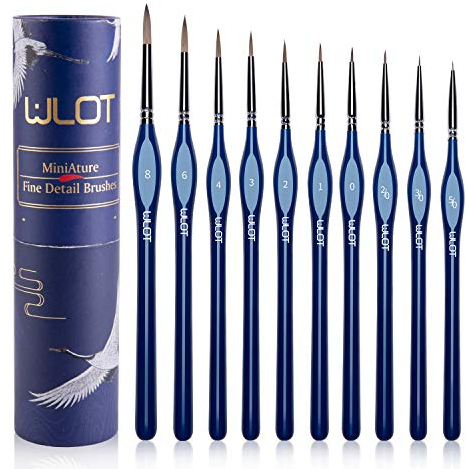 Fine Detail Brushes with Triangular Handles,10 Miniature Brush for Fine Detailing & Art Painting,Acrylic&Nail. Models,Watercolour, Miniatures,Oil, Wargaming Figures.