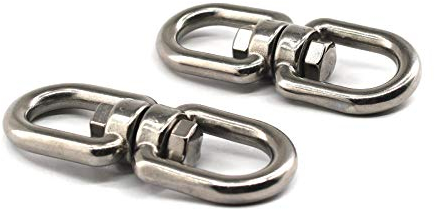 Doppelendiger M8 drehbarer Schäkel-Ösen-Haken aus 304 Edelstahl, 8-förmiger Ringverbinder, perfekt zum Aufhängen und Drehen, 2 Stück