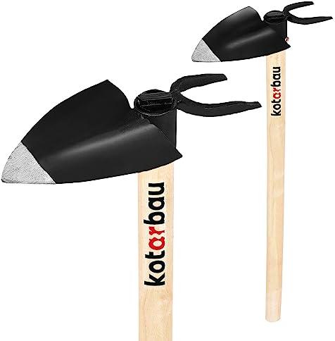 KOTARBAU® Hachoir de jardin en forme de cœur - 105 x 110 mm - 2 dents avec manche de 60 cm - Pour les mauvaises herbes - Outil de jardinage pour transplantation, désherbage, entretien du jardin