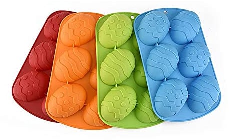 Haoshics 1 Pcs Bake Silicone Easter Egg Chocolate Mould, Silicone Mould, Large 6-Cavity Egg Shaped Silicone Mold, Baking Mold for Making Hot Chocolate Bomb, Cake, Jelly, Mousse -Random Color