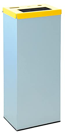 OFITURIA® Papelera para Reciclaje Metálica Capacidad 76 litros Color Plata Contenedor con Tapa Abatible para Residuos