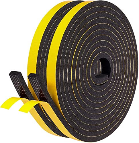 Dichtungsband Selbstklebendes für Türen Fenster, 12mm(B) x 6mm(D)/8m Schaumstoffband Türdichtung Gummidichtung für Kollision Siegel Schalldämmung (Schwarz)