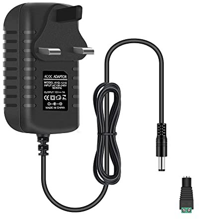 12V 1A LED Strip Power Supply 12W Power Adapter 100-240V AC to 12V DC 1Amp 12Watt Wall Plug LED Transformer with 5.5 X 2.1mm Female Jack Connector for 12V 3528/5050 LED Strip Light CCTV Camera