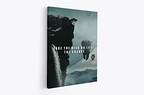 tradercat XXL Motivation-Wandbild - take the risk or lose the chance - Poster für Erfolg und Fitness, Leinwand und Poster komplett und aufhängefertig (45 x 60 cm)