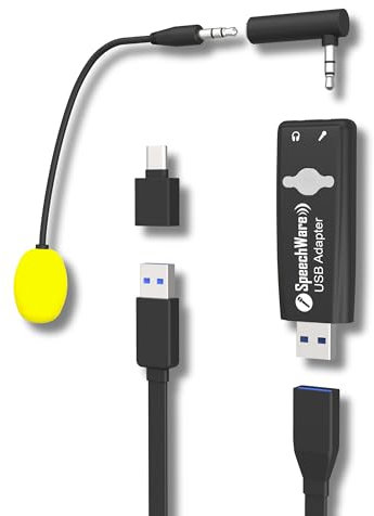 SpeechWare USB KeyboardMike | Mini Microphone Professionnel USB Portable pour PC et Mac | Cardioïde | Streaming, Podcast, Vidéoconférence, Reconnaissance Vocale, Gaming, Télétravail | Noir