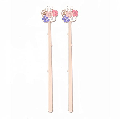 ARFUKA 2 Stück Lesezeichen Edelstahl Sakura Blume Bookmark Buchenzeichen Kleine Geschenke für Freunde Fraue Kinder Schüler Lehrer
