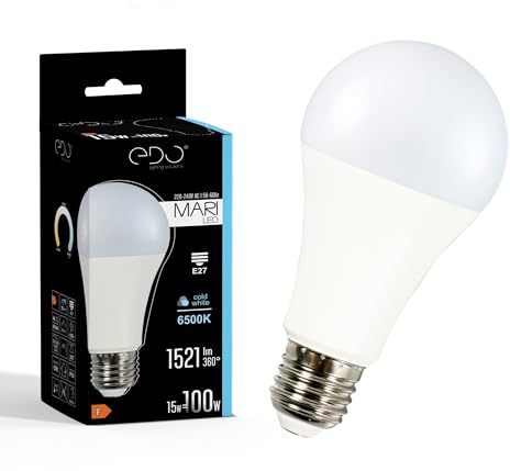 EDO, MARI LED-Lampe 15W 6500K Kaltweiß CW 1521lm nicht dimmbar, led e27 6500K, e27, sparlampen, led lampen glühbirne, sparlampe e27 1 Stück, EDO777503